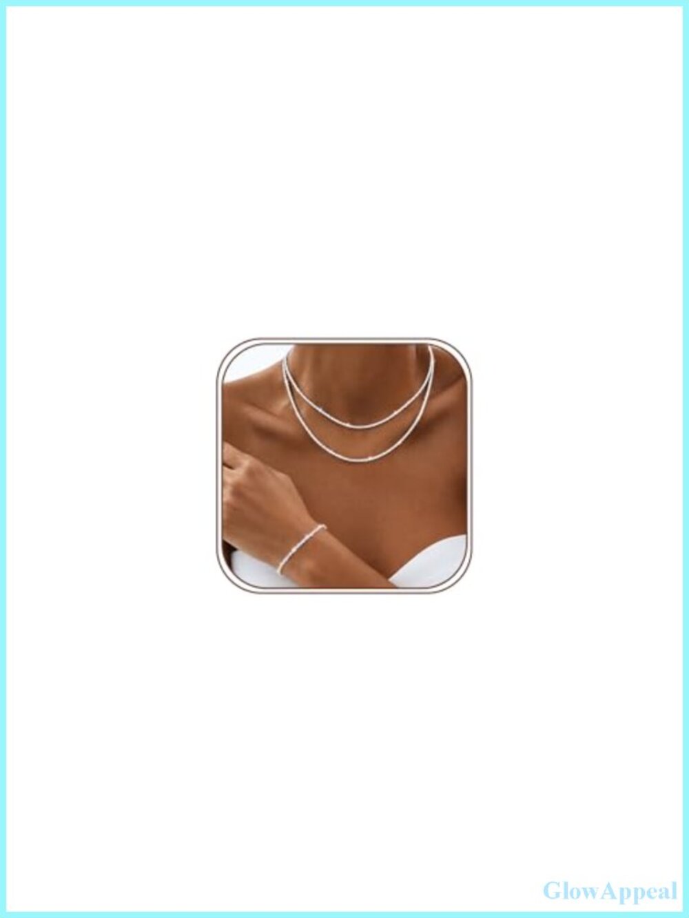 Sterling Silver Plated Layered Choker Necklace & Bracelet Set - Women's Jewelry